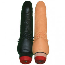 8.5 inch Bully Boy Flesh multi speed vibrator with clitoral stimulators at its base